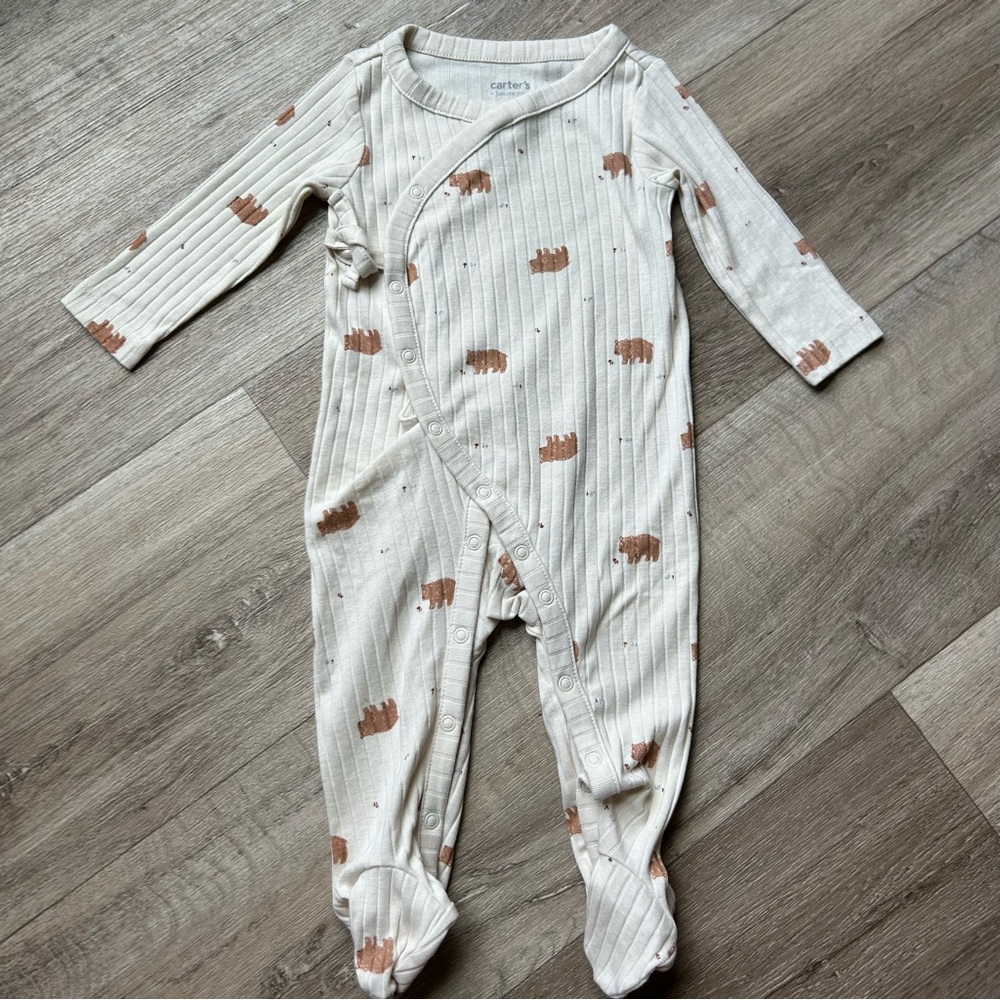 Carter's Cream and Brown Bear Print One Piece
